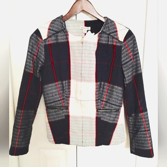 Plaid Zippered Blazer Jacket - Picture 7 of 8
